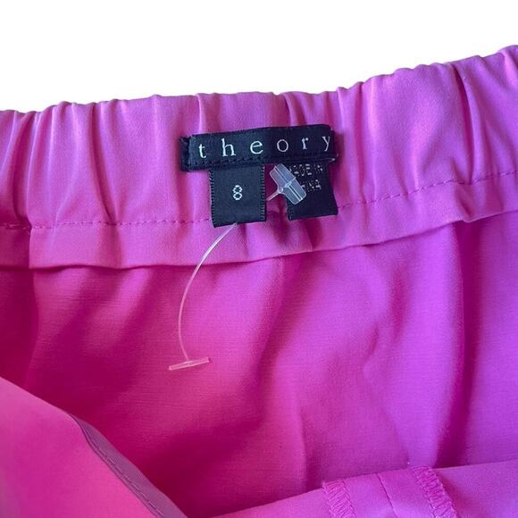 Theory Claire Discreet Strapless Cotton Blend Mini Dress Hot Pink - Size 8 - Picture 4 of 10